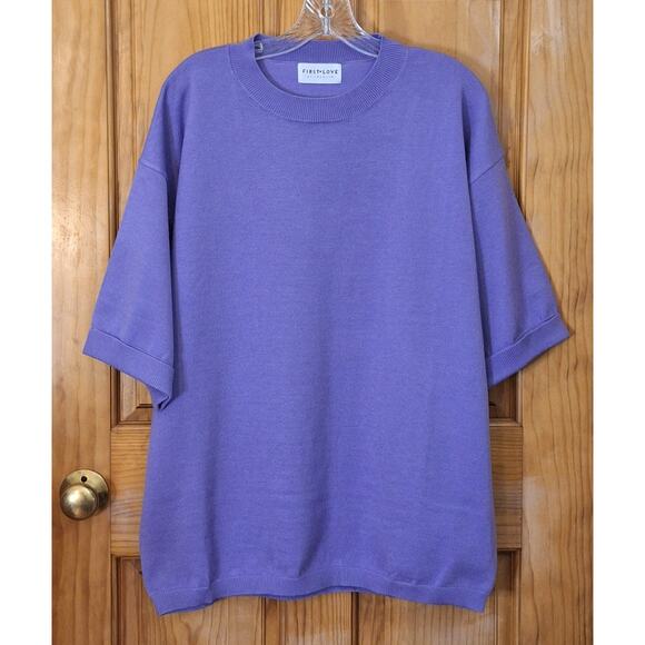 First Love by Lovelyn Sweater Women's Medium Lavender Classic Preppy Spring Y2K - Picture 1 of 6